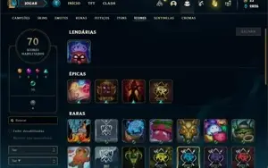 Conta bronze 4 com 105 Champs e 81 Skins + 3 Espolios