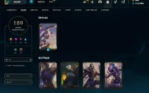 Unranked com TODOS os champs e 189 Skins ( MAIN ADC )