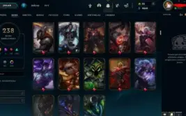 238 Skins (2 Vitoriosas), All Champs, 306 Ícones, 329 Emotes