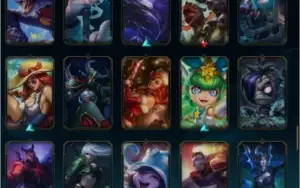 conta lol (lvl 124, 88 skins, 47 emotes, 155 icons)