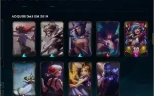 conta lol (lvl 124, 88 skins, 47 emotes, 155 icons)