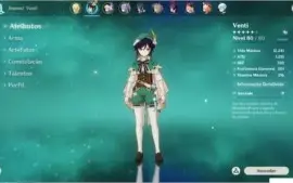 Conta Genshin Impact Venti, Qiqi, Mona, Qeqing, AR 52.