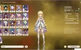 Conta Genshin Impact Venti, Qiqi, Mona, Qeqing, AR 52.