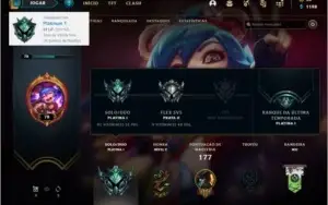 Conta platina 1 com 51 PDL, 25 skins e 56 champs