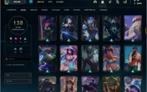 Conta platina 1 e plat 4 flex com 142 champs e 138 skins