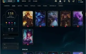 Conta platina 1 e plat 4 flex com 142 champs e 138 skins