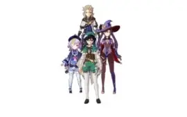 Genshin impact Ar37 - Venti + albedo + Mona + Qiqi
