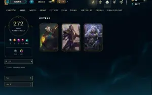 Ouro 2 com TODOS os Champs e 272 Skins ( JG / ADC / MID )