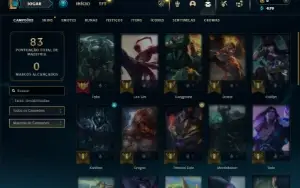 Ouro 4 com 32 Champs e 6 Skins + 5 Espolios