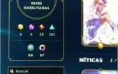 Conta League of Legends - Platina - 324 Skins - Todos camp