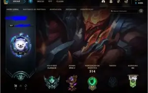 Conta de lol level 367 platina III 205 skins