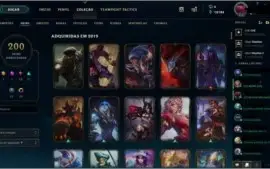 Vendo conta de league of legends com 200 skins, lvl 350 plat