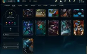 Conta prata 3 com 42 skins e 100 champs