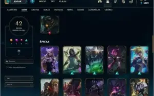 Conta prata 3 com 42 skins e 100 champs