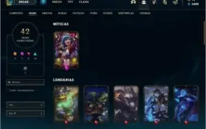 Conta prata 3 com 42 skins e 100 champs