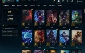 Conta League of Legends Diamante 1 121 skins, 14k E.A.