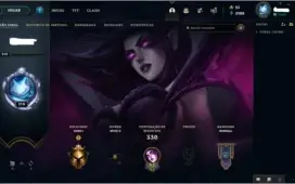 CONTA LEAGUE OF LEGENDS OURO 1, 168 SKINS 5 ULTIMATE.