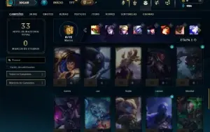 Diamante 4 com 41 Champs e 5 Skins + 2 Fragmentos