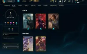 Diamante 4 com 41 Champs e 5 Skins + 2 Fragmentos