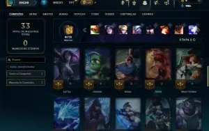 Diamante 4 com 41 Champs e 5 Skins + 2 Fragmentos