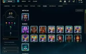 Conta ouro 1 com 50 Champs e 13 Skins + 2 Fragmentos