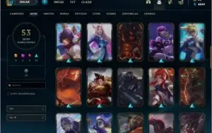 Conta ouro 4 com 53 skins e 82 champs