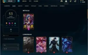 Conta ouro 4 com 53 skins e 82 champs