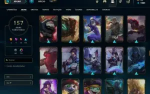 Conta Platina 1 com TODOS os champs e 157 Skins ( MID / JG )