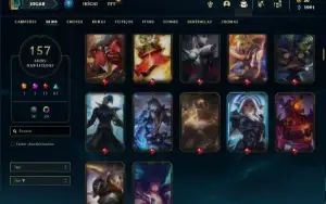 Conta Platina 1 com TODOS os champs e 157 Skins ( MID / JG )