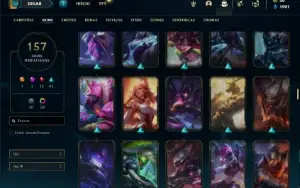 Conta Platina 1 com TODOS os champs e 157 Skins ( MID / JG )