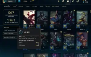 Conta Platina 1 com TODOS os champs e 157 Skins ( MID / JG )