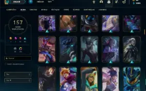 Conta Platina 1 com TODOS os champs e 157 Skins ( MID / JG )