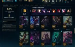 Bronze 3 com 60 Champs e 12 Skins ( ADC  / MID )