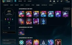Conta unranked lv 22 com 9 champs, 4 skins e 6 fragmentos