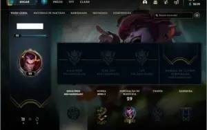 Conta unranked lv 22 com 9 champs, 4 skins e 6 fragmentos