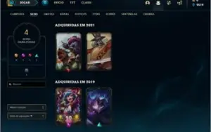 Conta unranked lv 22 com 9 champs, 4 skins e 6 fragmentos