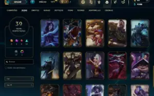 Unranked com 75 Champs e 39 Skins (Criada em 2012)