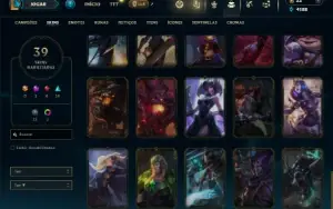 Unranked com 75 Champs e 39 Skins (Criada em 2012)