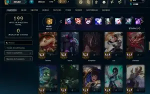 Unranked com 75 Champs e 39 Skins (Criada em 2012)