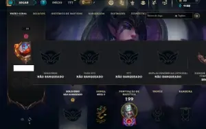Unranked com 75 Champs e 39 Skins (Criada em 2012)