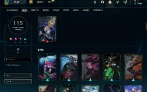 Unranked com 52 Champs e 115 Skins (Criada em 2012) + Icones