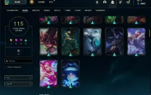 Unranked com 52 Champs e 115 Skins (Criada em 2012) + Icones