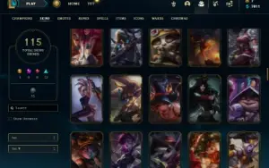 Unranked com 52 Champs e 115 Skins (Criada em 2012) + Icones