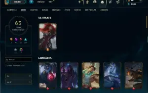 Ouro 2 com 75 Champs e 63 Skins ( JG / TOP / MID )