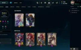 Conta LoL de 2013 unranked com 201 skins level 418