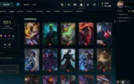 Conta LoL de 2013 unranked com 201 skins level 418