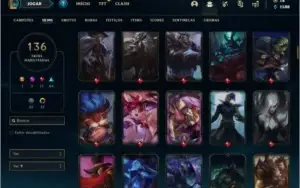 Conta platina 3 com 145 champs e 136 skins (1 Prestigio)