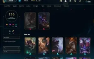 Conta platina 3 com 145 champs e 136 skins (1 Prestigio)