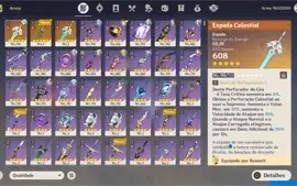 Conta Genshin Impact, AR 56 com 15 itens 5 estrelas