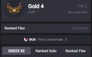 Conta Lol Handlevel Gold 4 94%Wr